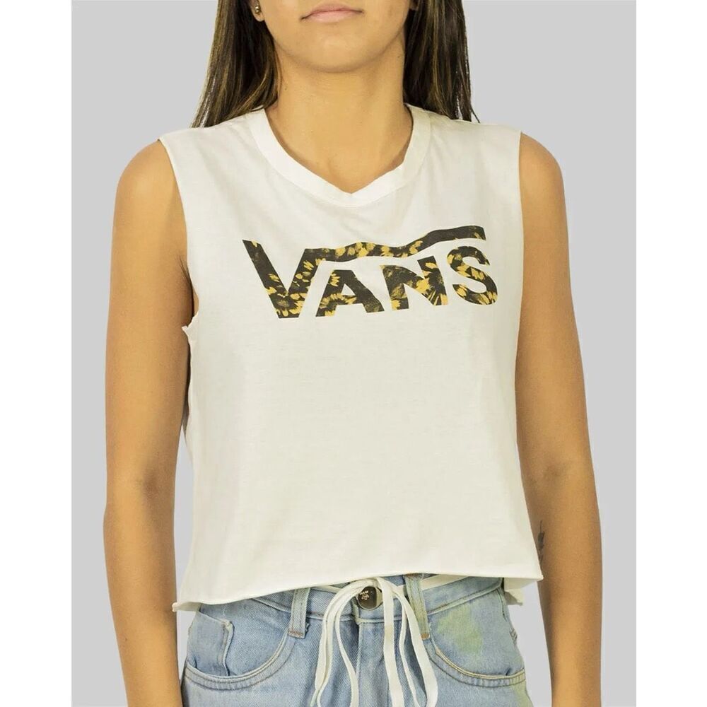 ✨Vans Womens Floral Sz Large Cream Tank Top✨